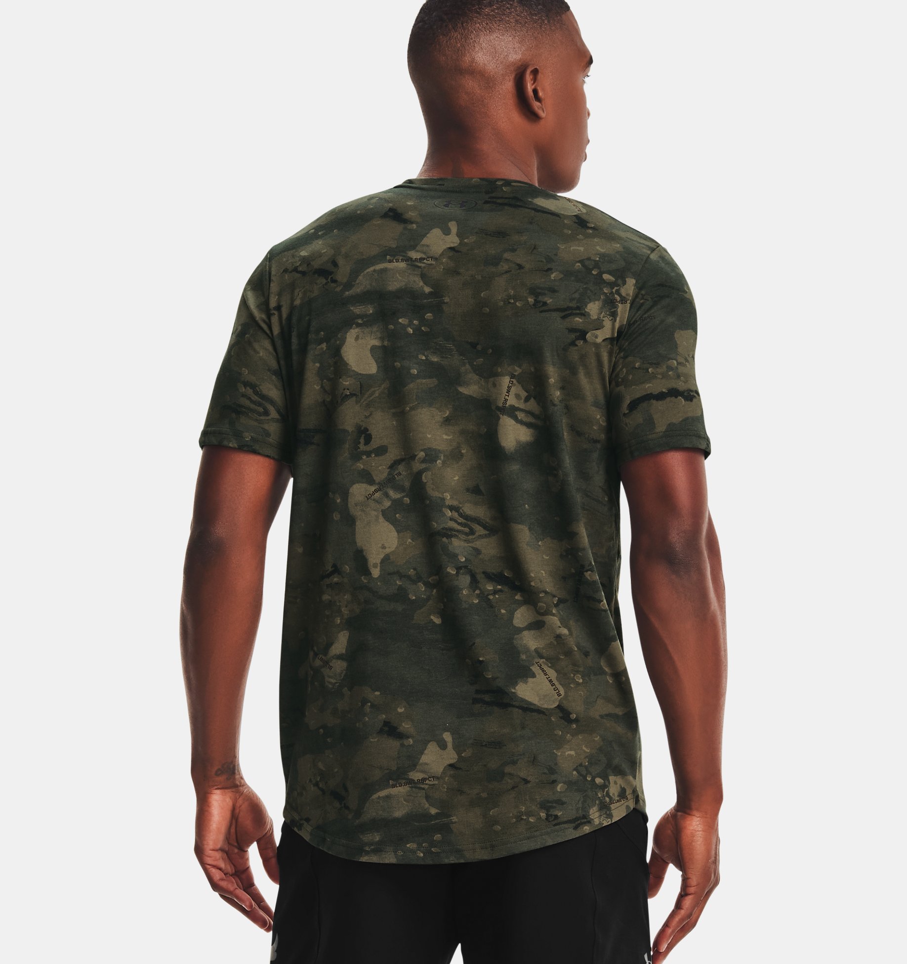 Freedom Vet Day Camo Crew T-Shirt Green Men Size S Under Armour Project Rock 